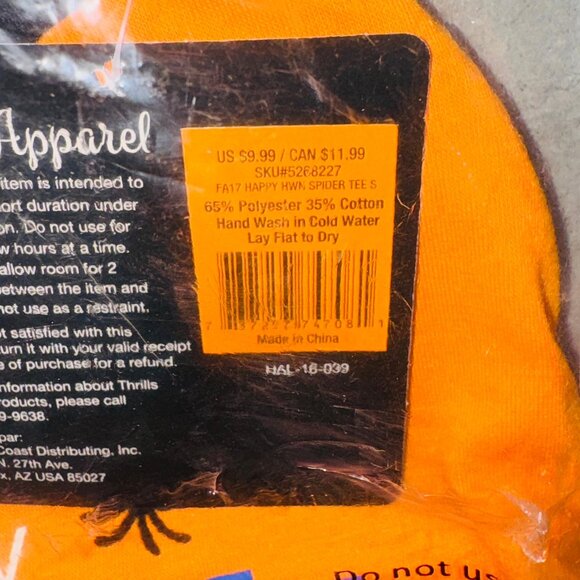 Thrills and Chills "Happy Halloween" Spider Tee Dog Size Small Thrills & Chills - Picture 3 of 6